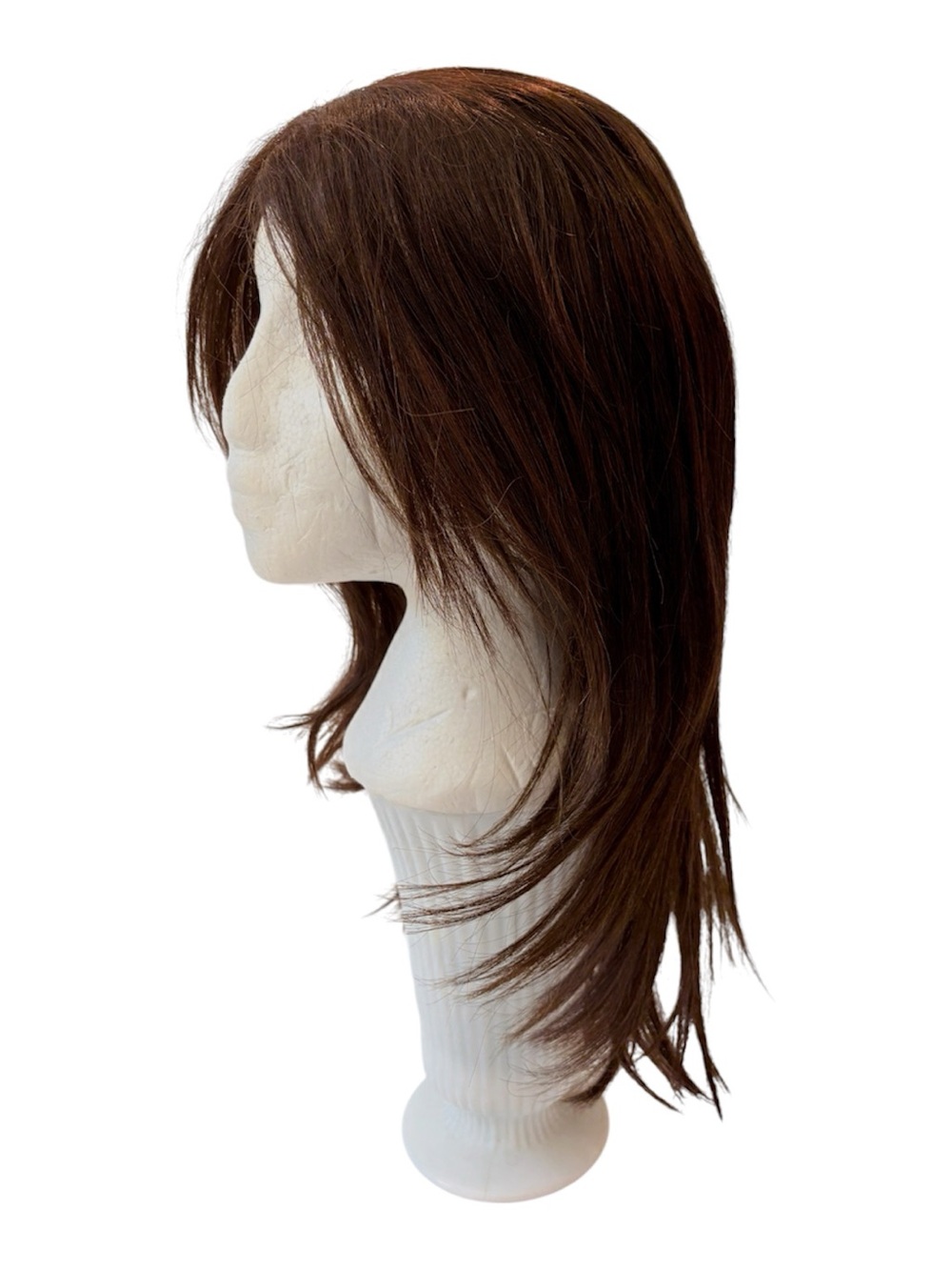 Women’s Brown 100% Human Hair Wig with Side Bangs